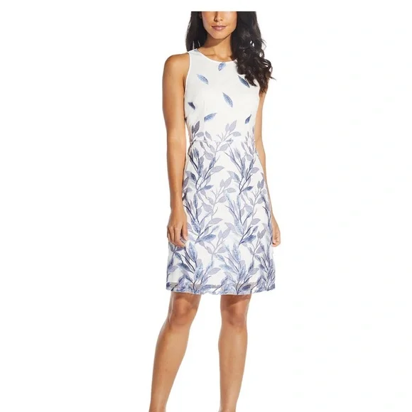 adrianna papell embroidered sheath dress Silver Sequin Floral Midi Sheath Dress